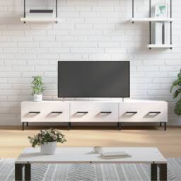 Berkfield Home TV Cabinet High Gloss White 150x36x30 cm Engineered Wood - Size: 150 x 36 x 30 cm - thumbnail 2