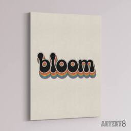 "Artery8 Bloom Colourful Retro Rainbow Font Typography Canvas Wall Art Print in Beige - Size: W18"" x H24""" - thumbnail 2