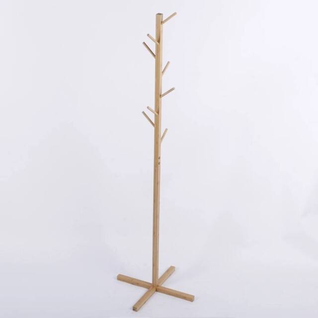 VOGREX Bamboo Coat Stand 8 Hooks in Natural - image 1