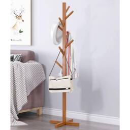 VOGREX Bamboo Coat Stand 8 Hooks in Natural - thumbnail 3