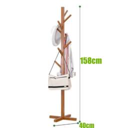 VOGREX Bamboo Coat Stand 8 Hooks in Natural - thumbnail 4