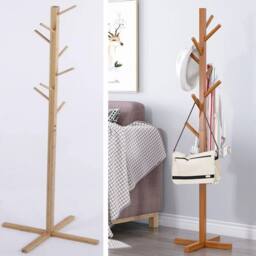 VOGREX Bamboo Coat Stand 8 Hooks in Natural - thumbnail 2