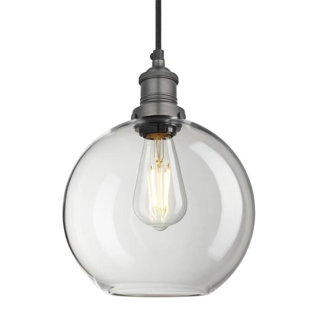 Industville Brooklyn Glass Globe Pendant - 9 Inch - Clear in Grey - Size: 9 inches - image 1