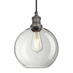 Industville Brooklyn Glass Globe Pendant - 9 Inch - Clear in Grey - Size: 9 inches - thumbnail 1