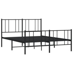 Berkfield Home Metal Bed Frame with Headboard & Footboard Black 140x190 cm - thumbnail 5