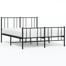 Berkfield Home Metal Bed Frame with Headboard & Footboard Black 140x190 cm - thumbnail 2