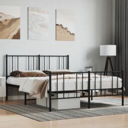 Berkfield Home Metal Bed Frame with Headboard & Footboard Black 140x190 cm