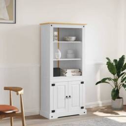 Berkfield Home Cupboard Mexican Pine Corona Range White 80x40x170 cm - Size: 80 x 40 x 170 cm - thumbnail 2