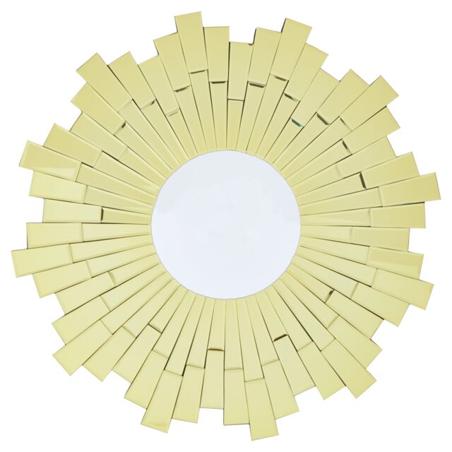 Orsina Small Round Wall Mirror With Sunburst Frame, Decorative Circle Mirror, Contemporary Accent For Hallway in Gold - image 1