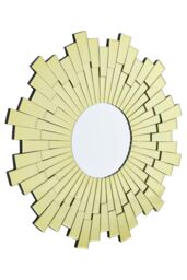Orsina Small Round Wall Mirror With Sunburst Frame, Decorative Circle Mirror, Contemporary Accent For Hallway in Gold - thumbnail 2
