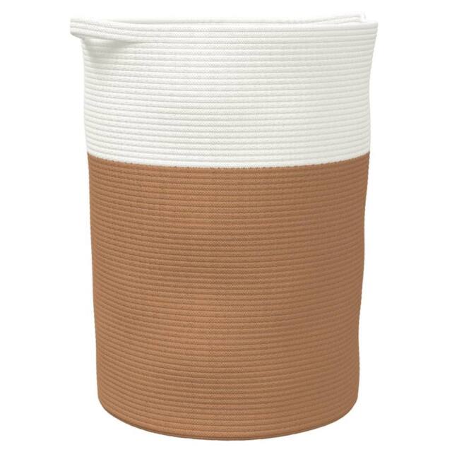 Berkfield Home Storage Basket Brown & White √ò49x65 cm Cotton - Size: 49x65 cm - image 1