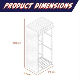 X Rocker Hex Canvas Wardrobe with Hanging Rail - Black - thumbnail 7