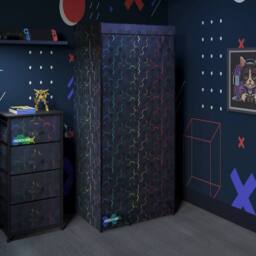 X Rocker Hex Canvas Wardrobe with Hanging Rail - Black