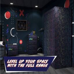 X Rocker Hex Canvas Wardrobe with Hanging Rail - Black - thumbnail 6