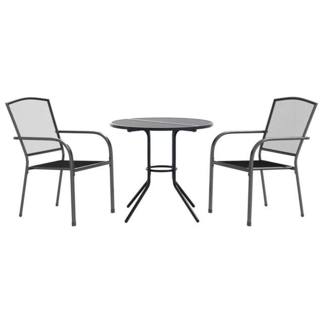 Berkfield Home Stackable Garden Chair Set 3 pcs Anthracite Powder-coated Steel in Dark Grey - image 1