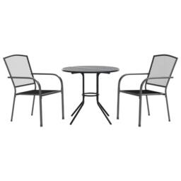 Berkfield Home Stackable Garden Chair Set 3 pcs Anthracite Powder-coated Steel in Dark Grey - thumbnail 1