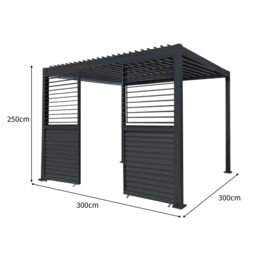 Monstershop Anthracite Aluminium Pergola With LED Lights & 2 x Shutter Panels - 3m in Grey - thumbnail 5