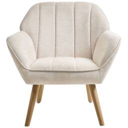 Wyld and Coco Beige Retro Armchair - Water-Repellent Woven Fabric Rubberwood Legs - thumbnail 3