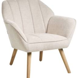 Wyld and Coco Beige Retro Armchair - Water-Repellent Woven Fabric Rubberwood Legs - thumbnail 2