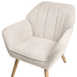 Wyld and Coco Beige Retro Armchair - Water-Repellent Woven Fabric Rubberwood Legs - thumbnail 6