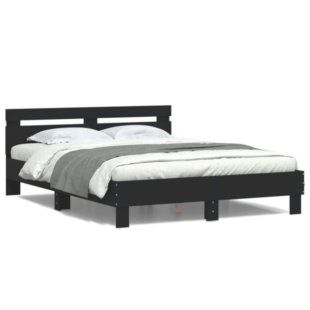 Berkfield Home Bed Frame with LED without Mattress Black 140x200 cm - image 1