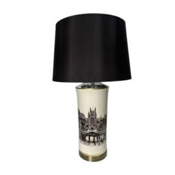 Havendro Modern Ceramic Table Lamp with Drum Black Shade - thumbnail 1