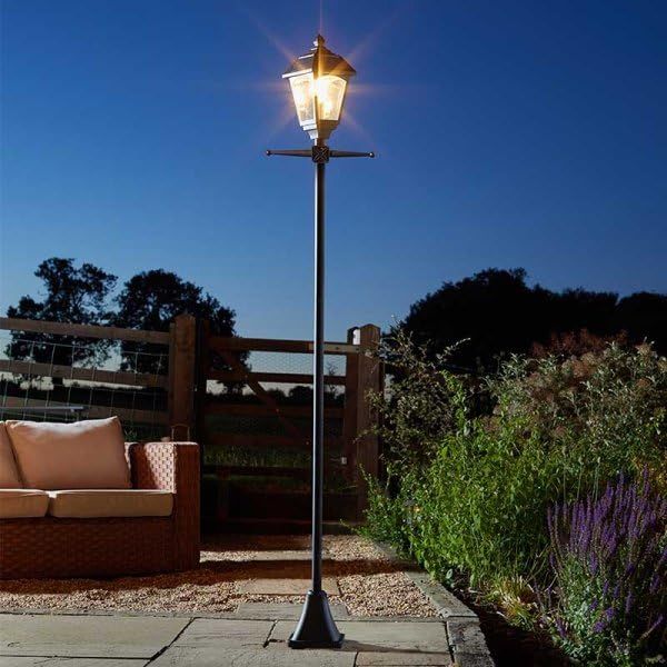 Marco Paul 2m Black Steel Solar Powered Victorian Lamp Post - Size: 0.6m2 - image 1
