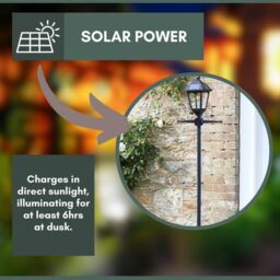 Marco Paul 2m Black Steel Solar Powered Victorian Lamp Post - Size: 0.6m2 - thumbnail 8