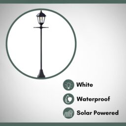 Marco Paul 2m Black Steel Solar Powered Victorian Lamp Post - Size: 0.6m2 - thumbnail 5