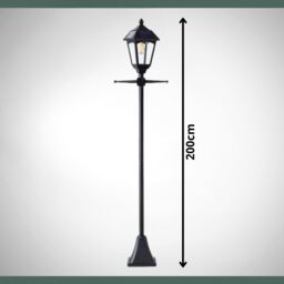 Marco Paul 2m Black Steel Solar Powered Victorian Lamp Post - Size: 0.6m2 - thumbnail 4