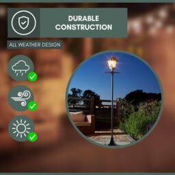 Marco Paul 2m Black Steel Solar Powered Victorian Lamp Post - Size: 0.6m2 - thumbnail 6