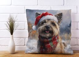 Warren Reed - Designer Christmas Cairn Terrier Cushion in Brown - Size: 60 cm x 60 cm - thumbnail 2