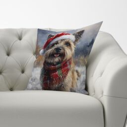 Warren Reed - Designer Christmas Cairn Terrier Cushion in Brown - Size: 60 cm x 60 cm - thumbnail 3