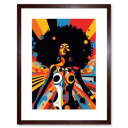 "Artery8 Wall Art Print Afro Caribbean Woman Colour Explosion Modern Strong Matriarch Bright Bold Colourful Artwork Framed 9X7 Inch - Size: W7"" x H9""" - thumbnail 1
