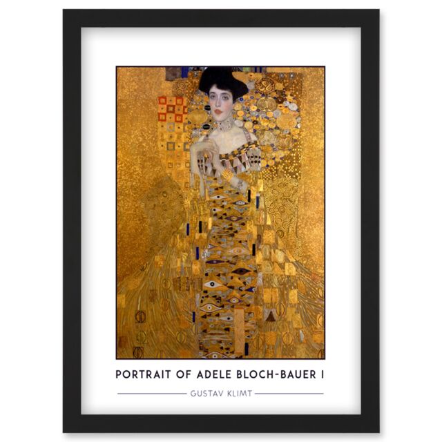 Artery8 Gustav Klimt Portrait Of Adele Bloch-Bauer I The Lady in Gold Painting Artwork Framed Wall Art Print A4 in Black - image 1