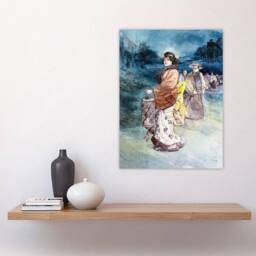 "Artery8 Somm Procession of Characters in Japanese Costume Wall Art Print in Blue - Size: W12"" x H16""" - thumbnail 4