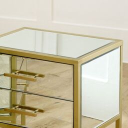 Melody Maison Pair Of Gold Mirrored Bedside / Occasional Tables - Venus Range in Metallic Gold - thumbnail 6