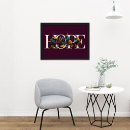 "Artery8 Wall Art Print Flower Hope Inspiration Word Art Large Framed Wall Décor Art in Brown - Size: W18"" x H24""" - thumbnail 2