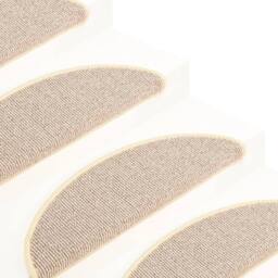 Berkfield Home Comfortable Carpet Stair Treads 15 pcs White & Brown 65x21x4 cm in Beige - Size: Medium - thumbnail 7