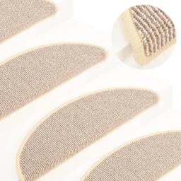 Berkfield Home Comfortable Carpet Stair Treads 15 pcs White & Brown 65x21x4 cm in Beige - Size: Medium - thumbnail 2