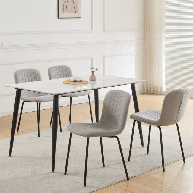 MCC Direct Bella Luxe Set of 4 Teddy Faux Fur Dining Chairs in Light Grey - image 1