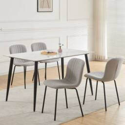 MCC Direct Bella Luxe Set of 4 Teddy Faux Fur Dining Chairs in Light Grey