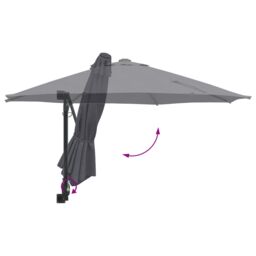 Berkfield Home Patio Umbrella Anthracite Powder-Coated Steel, Polyester Large - thumbnail 8