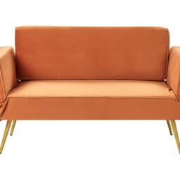 Wyld and Coco Fabric Sofa Bed Orange with Adjustable Armrests - thumbnail 2