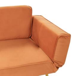 Wyld and Coco Fabric Sofa Bed Orange with Adjustable Armrests - thumbnail 9
