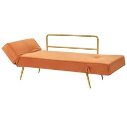 Wyld and Coco Fabric Sofa Bed Orange with Adjustable Armrests - thumbnail 7
