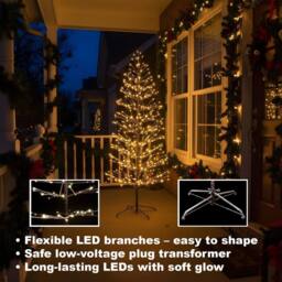 Shatchi 4FT Prelit Brown LED Snow Twig Christmas Tree Warm White LEDs - thumbnail 4