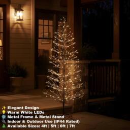 Shatchi 4FT Prelit Brown LED Snow Twig Christmas Tree Warm White LEDs - thumbnail 2