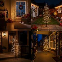 Shatchi 4FT Prelit Brown LED Snow Twig Christmas Tree Warm White LEDs - thumbnail 6