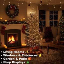 Shatchi 4FT Prelit Brown LED Snow Twig Christmas Tree Warm White LEDs - thumbnail 5